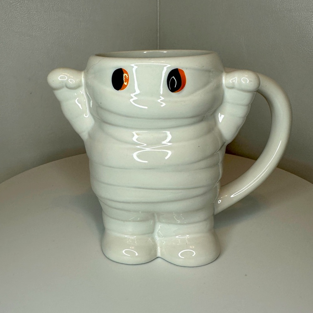 White Stoneware Halloween Holiday Mummy Mug Cup by Hyde and Eek